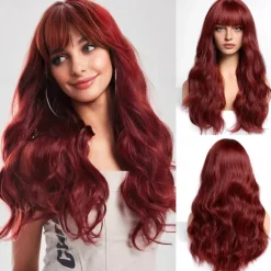 Ombre Dirty Blonde Wigs with BangsAsh Blonde Long Wavy Wig for WomenLong Curly Synthetic Hair Wig for Party Daily Use 24IN