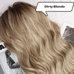 Ombre Dirty Blonde Wigs with BangsAsh Blonde Long Wavy Wig for WomenLong Curly Synthetic Hair Wig for Party Daily Use 24IN