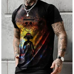 One Piece Film: Red Monkey D. Luffy T-shirt Anime Cartoon Anime 3D Classic Street Style For Couple's Men's Women's Adults' 3D Print