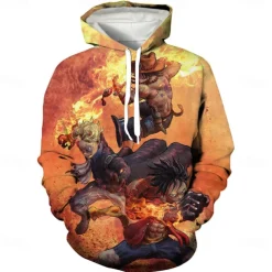 One Piece Film: Red Monkey D. Luffy PortgasĀ·DĀ· Ace Hoodie Cartoon Manga Anime 3D Front Pocket Graphic For Couple's Men's Women's Adults' 3D Print