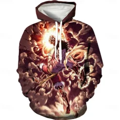One Piece Film: Red Monkey D. Luffy PortgasĀ·DĀ· Ace Hoodie Cartoon Manga Anime 3D Front Pocket Graphic For Couple's Men's Women's Adults' 3D Print
