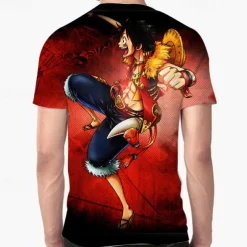 One Piece Monkey D. Luffy T-shirt Anime Cartoon Anime 3D 3D Harajuku Graphic For Couple's Men's Women's Adults' Back To School 3D Print