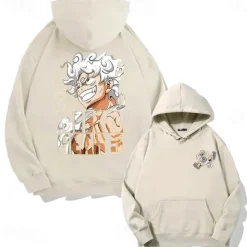 One Piece Monkey D. Luffy Luffy Gear 5 Hoodie Pullover Print Front Pocket Graphic For Couple's Men's Women's Adults' Masquerade Hot Stamping Party Casual Daily