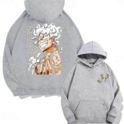 One Piece Monkey D. Luffy Luffy Gear 5 Hoodie Pullover Print Front Pocket Graphic For Couple's Men's Women's Adults' Masquerade Hot Stamping Party Casual Daily