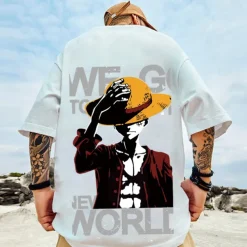 One Piece Monkey D. Luffy Cosplay Costume T-shirt Cartoon Print Pattern Harajuku Graphic Kawaii For Men's Women's Adults' Masquerade Back To School Hot Stamping Street Casual Daily