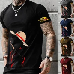 One Piece Monkey D. Luffy T-shirt Anime Cartoon Anime 3D Classic Street Style For Couple's Men's Women's Adults' 3D Print