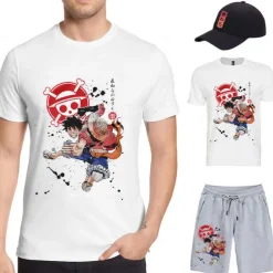 One Piece Monkey D. Luffy T-shirt Shorts Baseball Cap Print Graphic For Men's Adults' Hot Stamping Casual Daily