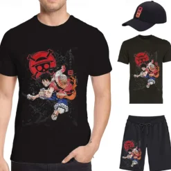 One Piece Monkey D. Luffy T-shirt Shorts Baseball Cap Print Graphic For Men's Adults' Hot Stamping Casual Daily
