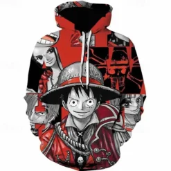 One Piece Monkey D. Luffy Roronoa Zoro Hoodie Anime Cartoon Anime 3D 3D Harajuku Graphic For Couple's Men's Women's Adults' Back To School 3D Print