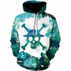 One Piece Monkey D. Luffy Roronoa Zoro Hoodie Anime Cartoon Anime 3D 3D Harajuku Graphic For Couple's Men's Women's Adults' Back To School 3D Print