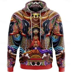 One Piece Monkey D. Luffy Luffy Gear 5 Hoodie Pullover Anime 3D Front Pocket Graphic For Couple's Men's Women's Adults' Halloween Carnival Masquerade 3D Print Party Casual Daily