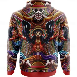 One Piece Monkey D. Luffy Luffy Gear 5 Hoodie Pullover Anime 3D Front Pocket Graphic For Couple's Men's Women's Adults' Halloween Carnival Masquerade 3D Print Party Casual Daily