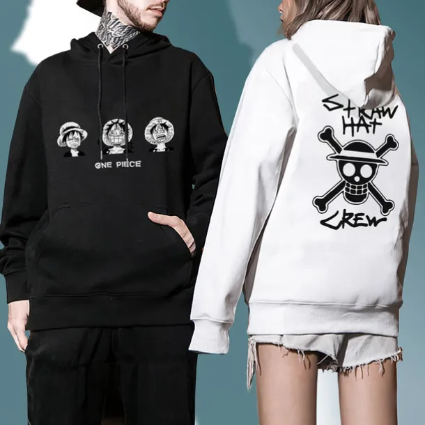 One Piece Monkey D. Luffy Hoodie Anime Cartoon Anime Harajuku Graphic Kawaii For Couple's Men's Women's Adults' Back To School Hot Stamping