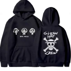 One Piece Monkey D. Luffy Hoodie Anime Cartoon Anime Harajuku Graphic Kawaii For Couple's Men's Women's Adults' Back To School Hot Stamping