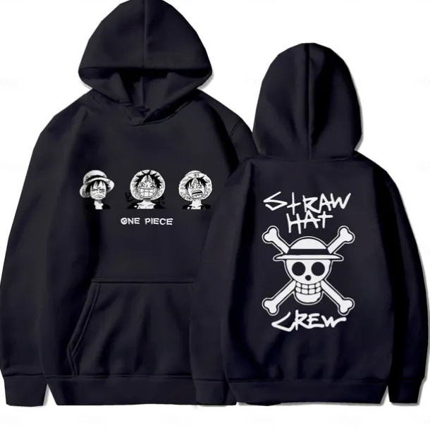 One Piece Monkey D. Luffy Hoodie Anime Cartoon Anime Harajuku Graphic Kawaii For Couple's Men's Women's Adults' Back To School Hot Stamping