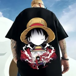 One Piece Monkey D. Luffy Cosplay Costume T-shirt Cartoon Print Pattern Harajuku Graphic Kawaii For Men's Women's Adults' Masquerade Back To School 3D Print Street Casual Daily