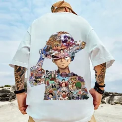 One Piece Monkey D. Luffy Cosplay Costume T-shirt Cartoon Print Pattern Harajuku Graphic Kawaii For Men's Women's Adults' Masquerade Back To School 3D Print Street Casual Daily