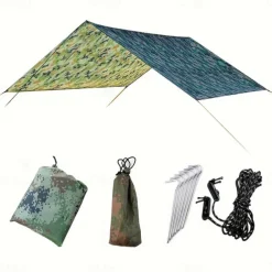 One Piece of Outdoor Multifunctional Square Canopy, Sun Protection Beach Canopy, Sunshade, Light Silver-Coated Floor Mat