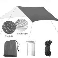 One Piece of Outdoor Multifunctional Square Canopy, Sun Protection Beach Canopy, Sunshade, Light Silver-Coated Floor Mat