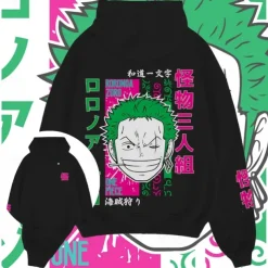 One Piece Roronoa Zoro Hoodie Pullover Print Graphic For Couple's Men's Women's Adults' Masquerade Hot Stamping Party Casual Daily