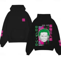 One Piece Roronoa Zoro Hoodie Pullover Print Graphic For Couple's Men's Women's Adults' Masquerade Hot Stamping Party Casual Daily