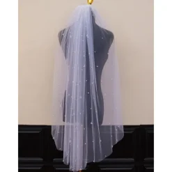 One-tier Comtemporary / Stylish Wedding Veil Elbow Veils with Faux Pearl Tulle