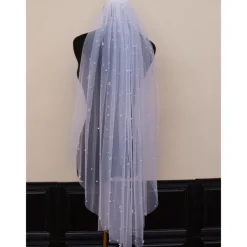 One-tier Comtemporary / Stylish Wedding Veil Elbow Veils with Faux Pearl Tulle