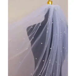 One-tier Comtemporary / Stylish Wedding Veil Elbow Veils with Faux Pearl Tulle