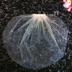 One-tier Cut Edge Wedding Veil Blusher Veils / Veils for Short Hair / Birdcage Veils with Pearl Tulle