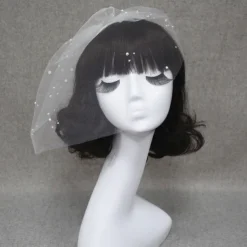 One-tier Cut Edge Wedding Veil Blusher Veils / Veils for Short Hair / Birdcage Veils with Pearl Tulle