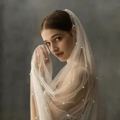 One-tier Elegant & Luxurious Wedding Veil Cathedral Veils with Faux Pearl 78.74 in (200cm) Tulle / Angel cut / Waterfall dress to impress