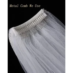 One-tier Lace Applique Edge / Lace Wedding Veil Cathedral Veils with Embroidery / Appliques / Paillette 118.11 in (300cm) Tulle