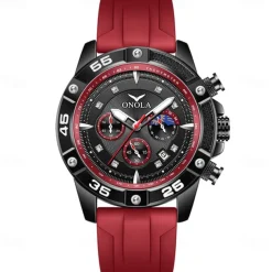 ONOLA Men Quartz Watch Sports Fashion Casual Wristwatch Luminous Calendar Waterproof Decoration Silicone Watch