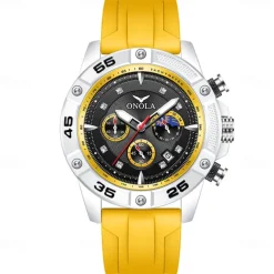 ONOLA Men Quartz Watch Sports Fashion Casual Wristwatch Luminous Calendar Waterproof Decoration Silicone Watch