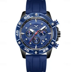 ONOLA Men Quartz Watch Sports Fashion Casual Wristwatch Luminous Calendar Waterproof Decoration Silicone Watch