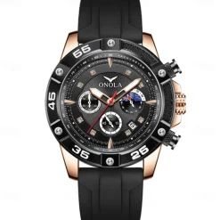 ONOLA Men Quartz Watch Sports Fashion Casual Wristwatch Luminous Calendar Waterproof Decoration Silicone Watch