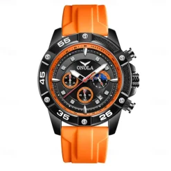 ONOLA Men Quartz Watch Sports Fashion Casual Wristwatch Luminous Calendar Waterproof Decoration Silicone Watch