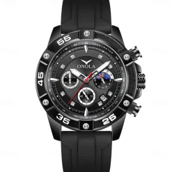 ONOLA Men Quartz Watch Sports Fashion Casual Wristwatch Luminous Calendar Waterproof Decoration Silicone Watch