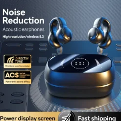 Open Ear Earbuds Wireless Bluetooth Earless Bone Conducting Headphones Wireless Bluetooth Headset Noise Cancelling Bone Earphones Waterproof Air Bone Conduction Headphone Not in Ear Open Ear Buds