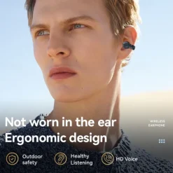 Open Ear Earbuds Wireless Bluetooth Earless Bone Conducting Headphones Wireless Bluetooth Headset Noise Cancelling Bone Earphones Waterproof Air Bone Conduction Headphone Not in Ear Open Ear Buds