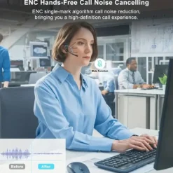 Open Ear Headset Wireless Air Conduction Stereo Headphone W/Noise-Cancelling Boom Mic Answer Phone Call Music Wireless Earphones For Running Driving Hiking Working