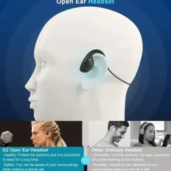 Open Ear Headset Wireless Air Conduction Stereo Headphone W/Noise-Cancelling Boom Mic Answer Phone Call Music Wireless Earphones For Running Driving Hiking Working