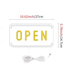 OPEN Neon Sign LED Business Neon Open Sign Wall Light Art Decor Novel Night Neon Lamps Powered by USB Wire for Bars, Stores, Coffee Shop, Hotel, Outdoor Decorations