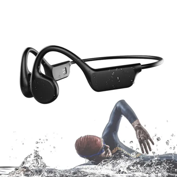 Open-Ear Headphones Bone Conduction Earphones Bluetooth Wireless IPX8 Waterproof Ear-hook Headphone with Mic & 32GB Memory Headset for Swimming