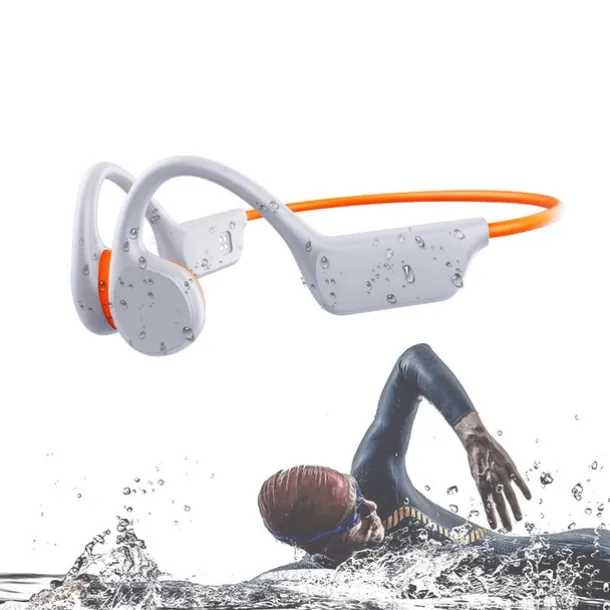 Open-Ear Headphones Bone Conduction Earphones Bluetooth Wireless IPX8 Waterproof Ear-hook Headphone with Mic & 32GB Memory Headset for Swimming