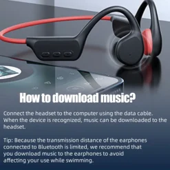 Open-Ear Headphones Bone Conduction Earphones Bluetooth Wireless IPX8 Waterproof Ear-hook Headphone with Mic & 32GB Memory Headset for Swimming