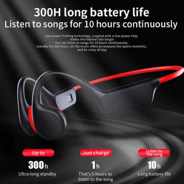 Open-Ear Headphones Bone Conduction Earphones Bluetooth Wireless IPX8 Waterproof Ear-hook Headphone with Mic & 32GB Memory Headset for Swimming