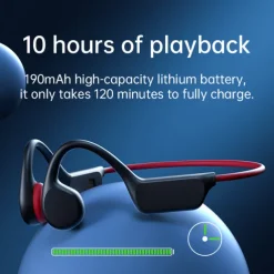 Open-Ear Headphones Bone Conduction Earphones Bluetooth Wireless IPX8 Waterproof Ear-hook Headphone with Mic & 32GB Memory Headset for Swimming