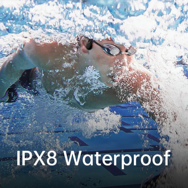 Open-Ear Headphones Bone Conduction Earphones Bluetooth Wireless IPX8 Waterproof Ear-hook Headphone with Mic & 32GB Memory Headset for Swimming