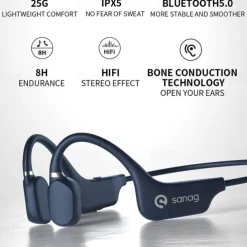 Open-Ear Wireless Earphones Air Conduction Headphones Bluetooth 5.0 with Mic Lightweight Waterproof for Running Hiking Driving Cycling